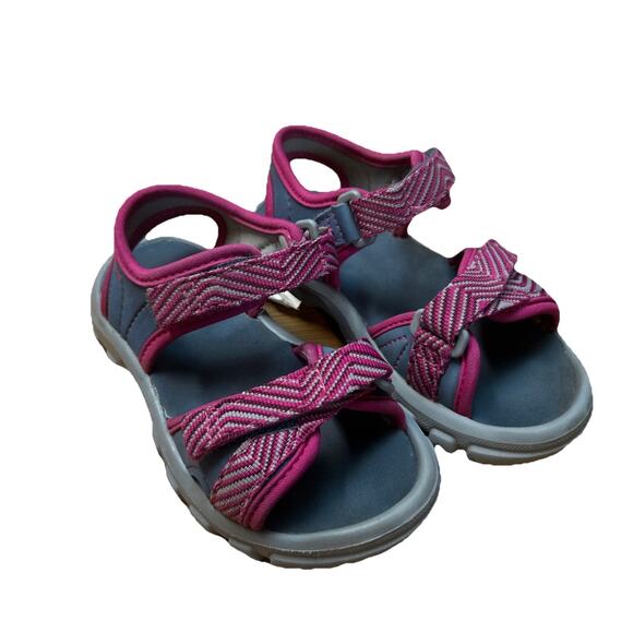 Quechua Girl's 26/27 US 10 Sandals Outdoor Walking Hook Loop Pink Grey Kids Hike - Picture 1 of 7